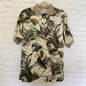 Hilo Hattie Vintage Pro Bowl Hawaii 1998 Palm Trees Hawaiian Polo Shirt - Small